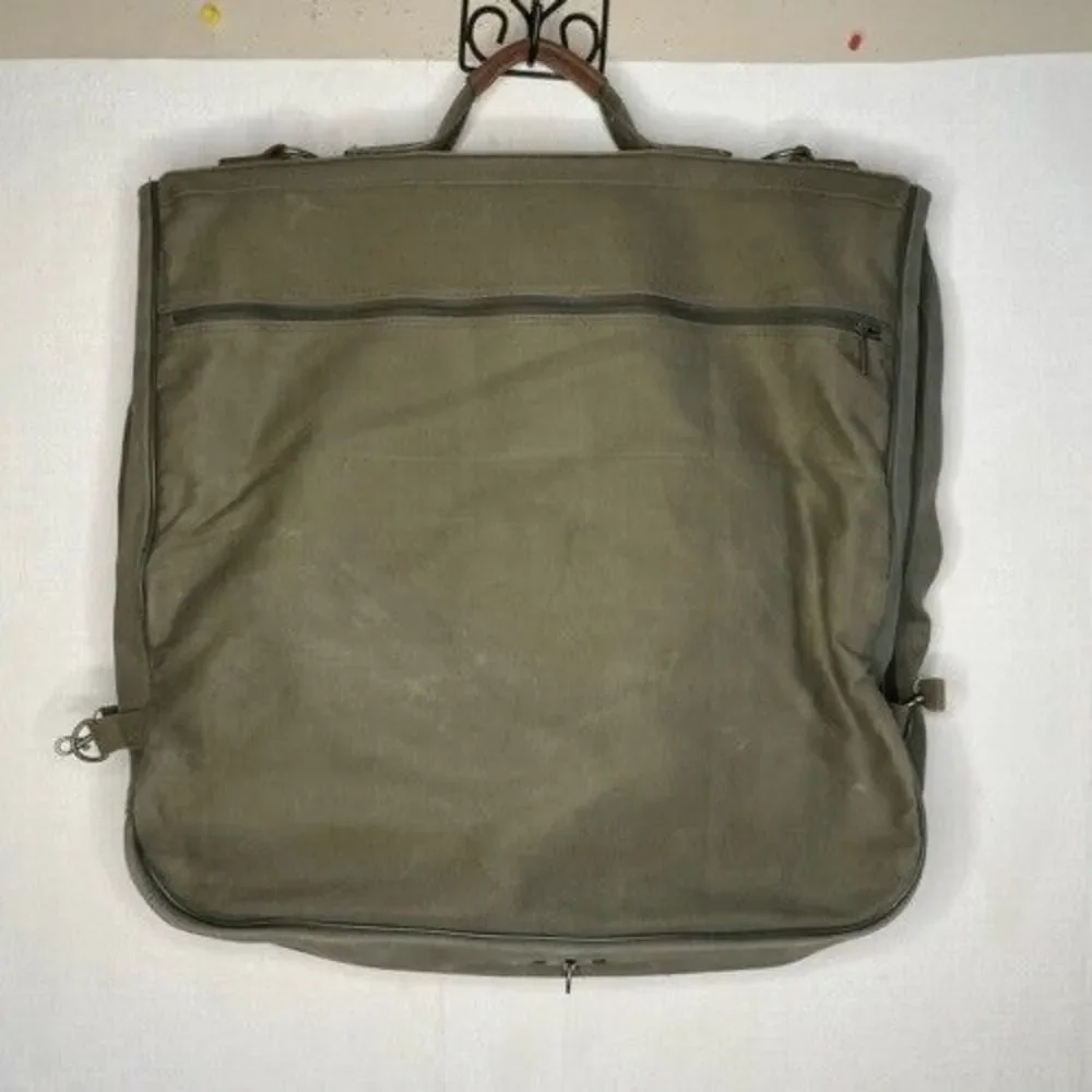 VTG JEEP Wrangler Canvas Travel Equipment Garment Bag‎ Men Size L Army Green/Tan